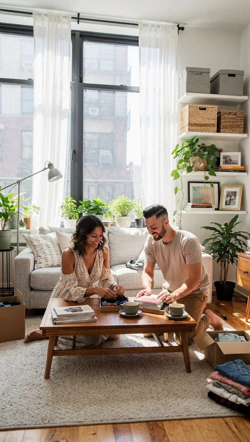 Przestrzeń biurowa w domu z kreatywnymi pomysłami na przechowywanie i naturalnym światłem.